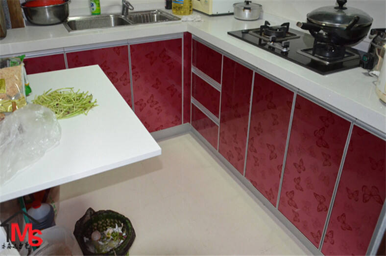 钢化晶钢门板厨房厨柜整体橱柜上海定做订做现代简约含石英石台面促销