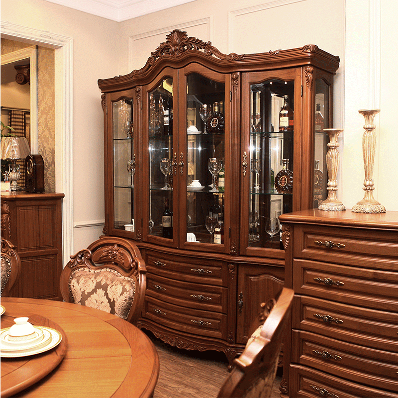 柚木大师1008型缅甸柚木四门酒柜