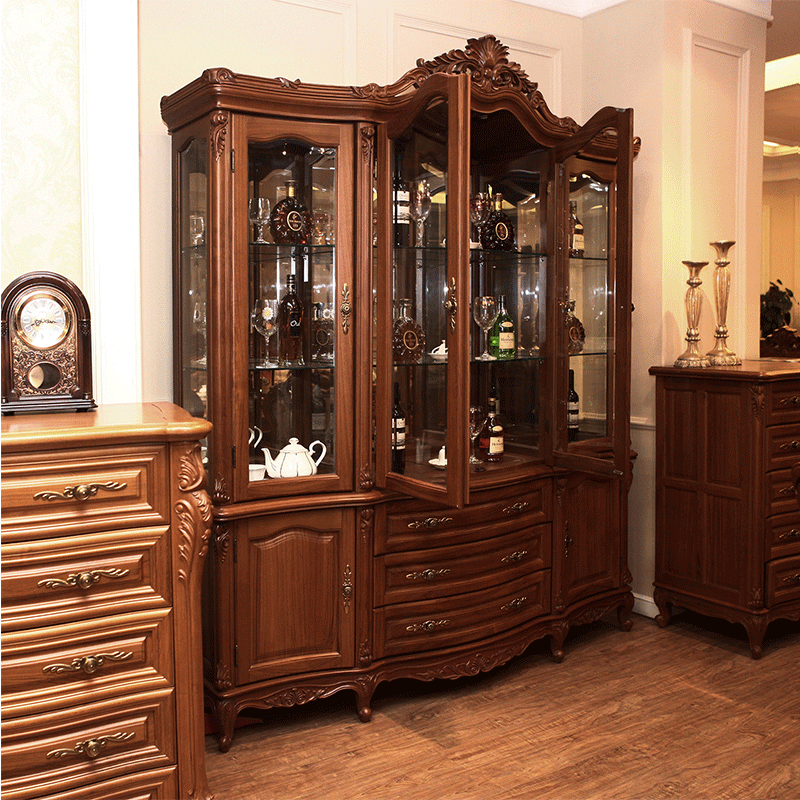 柚木大师1008型缅甸柚木四门酒柜