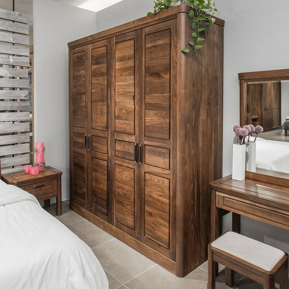 百强黑胡桃四门衣柜na1-04