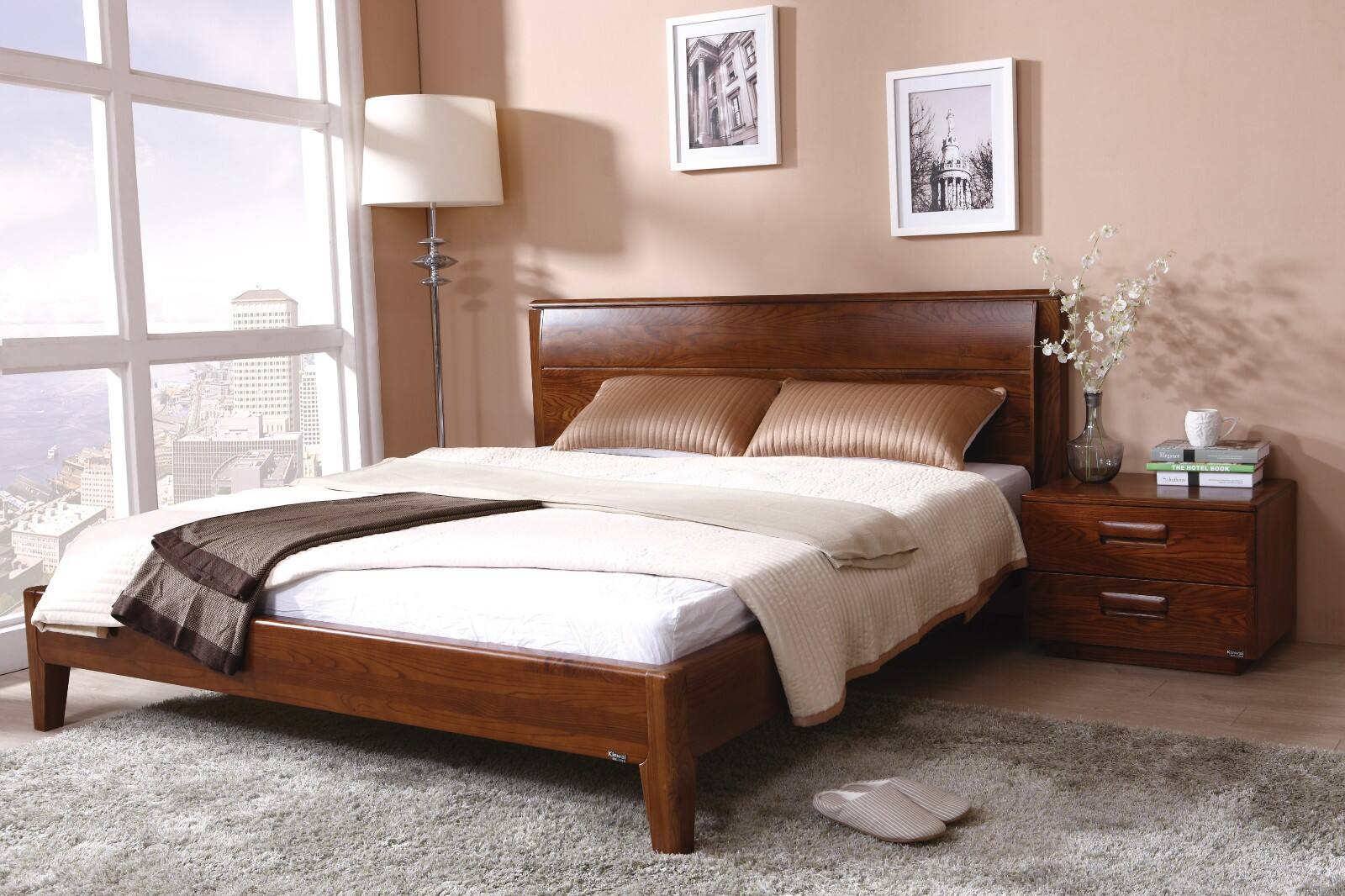 kinwai健威,实木卧房加大床1.5-1.