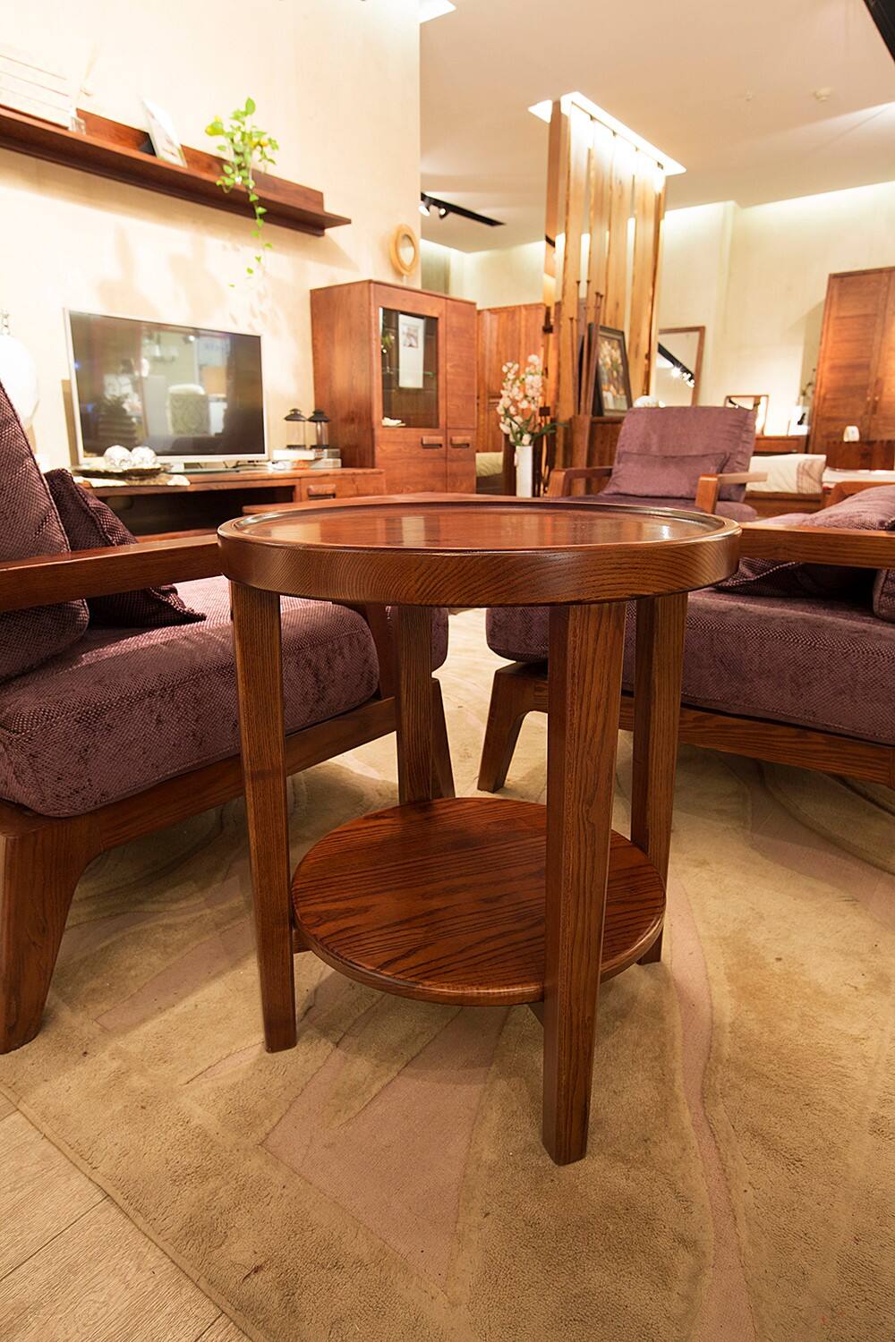 kinwai健威人性家具,白蜡木纯实木家具,客厅 圆几角几