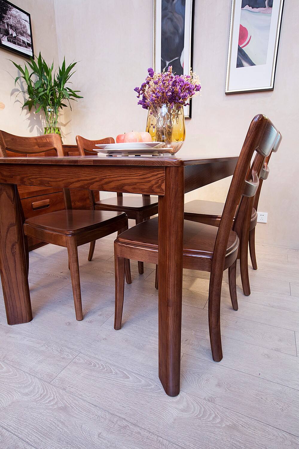 kinwai健威人性家具,白蜡木纯实木家具,餐厅餐桌椅1桌 四椅