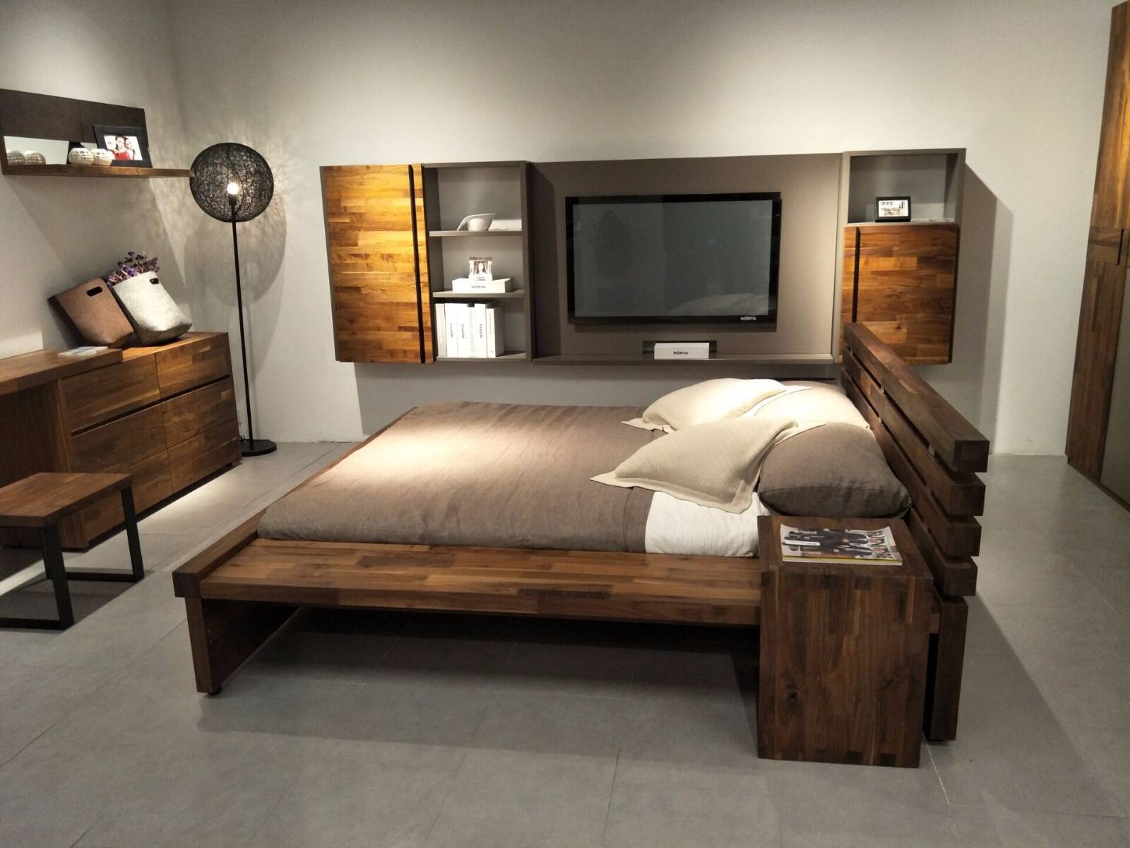 挪亚家 北欧现代 黑胡桃木 床