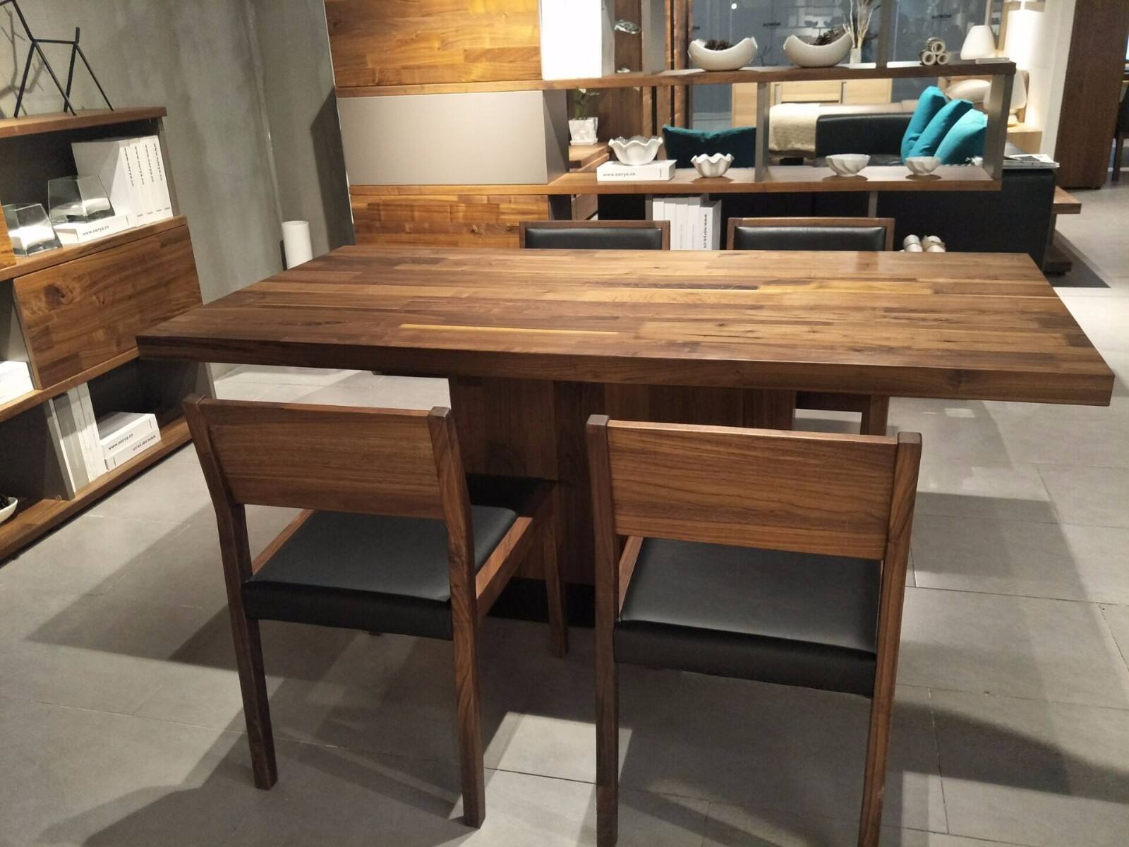 挪亚家 北欧现代 黑胡桃木 t型餐桌