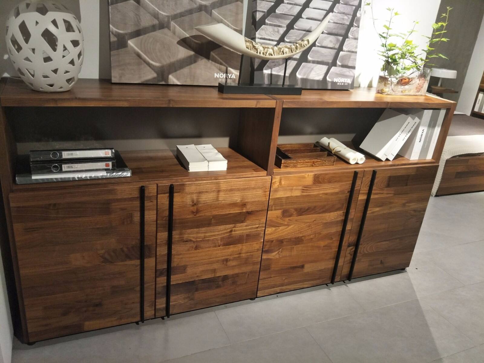 挪亚家 北欧现代 黑胡桃木 半高柜