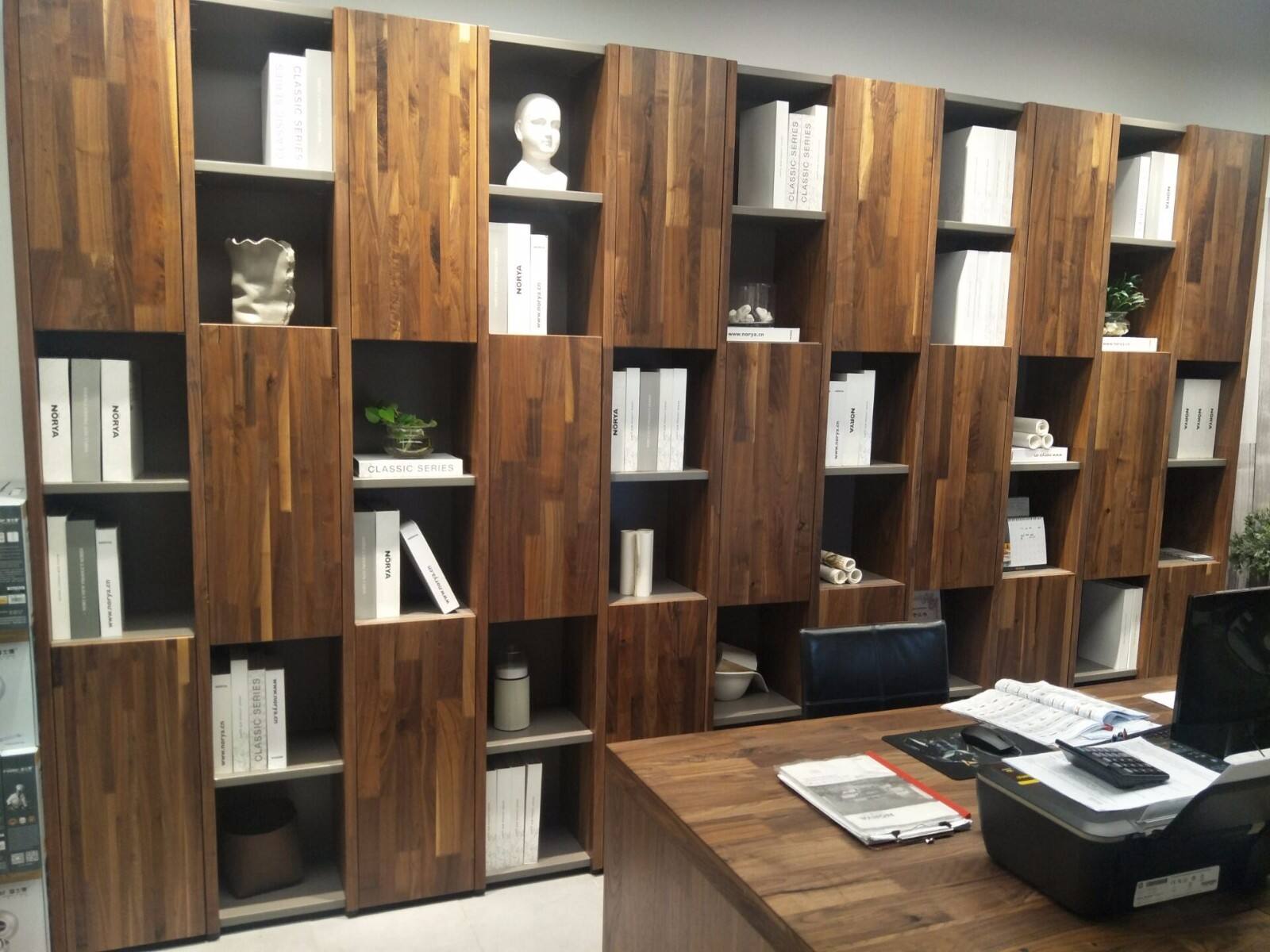 挪亚家 北欧现代 黑胡桃木 书柜