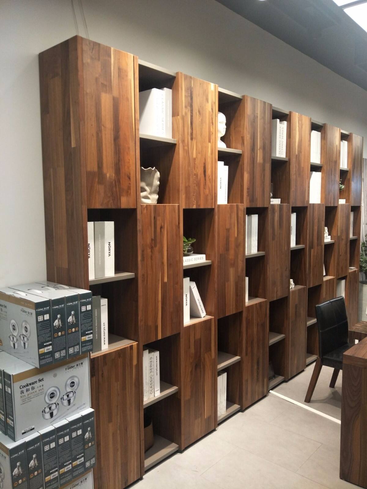 挪亚家 北欧现代 黑胡桃木 书柜