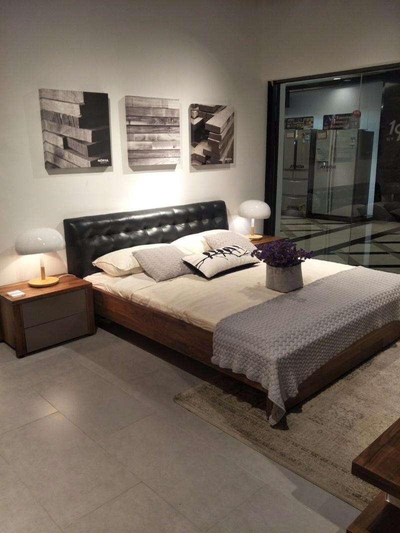 挪亚家 北欧现代 黑胡桃木 db床