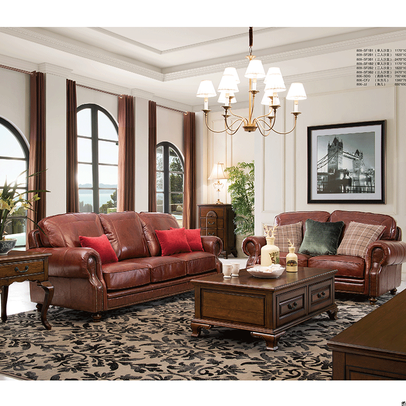 北卡罗northcaro 简美风格 核桃木 客厅 三人位沙发 809-sf3b1