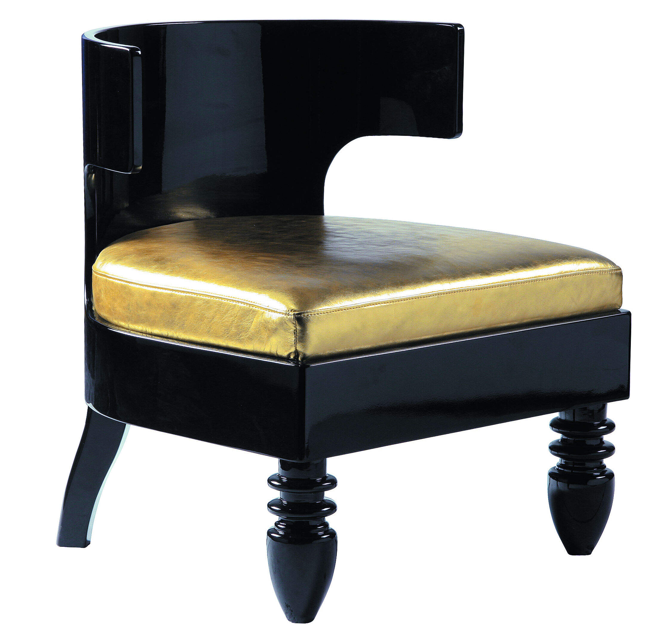 poromen 璞罗蒙家具 后现代风格 金色真皮 pl41-001 休闲椅