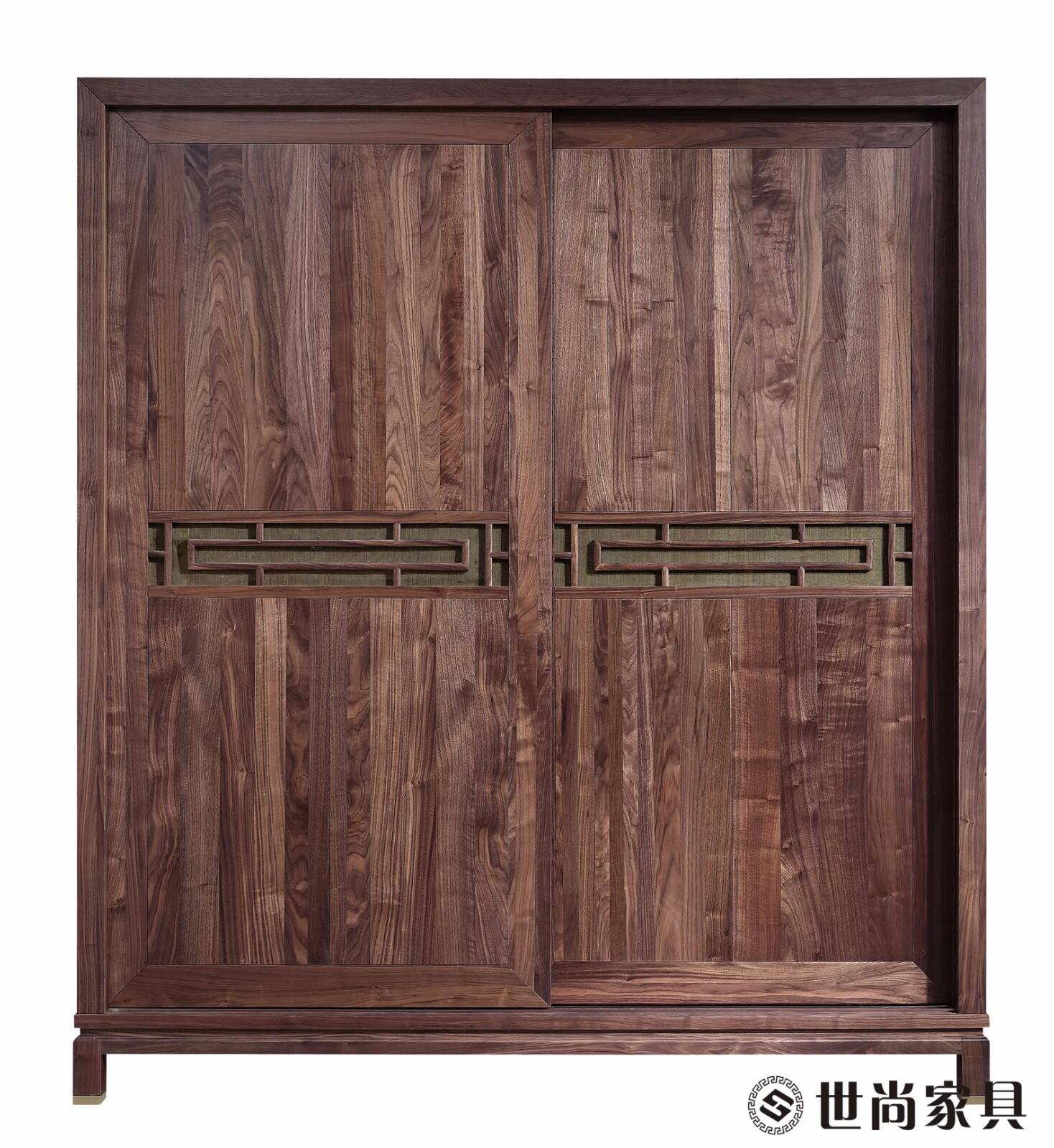 世尚和.时尚新中式.北美黑胡桃木.移门衣柜.h6596.191*67.6*216