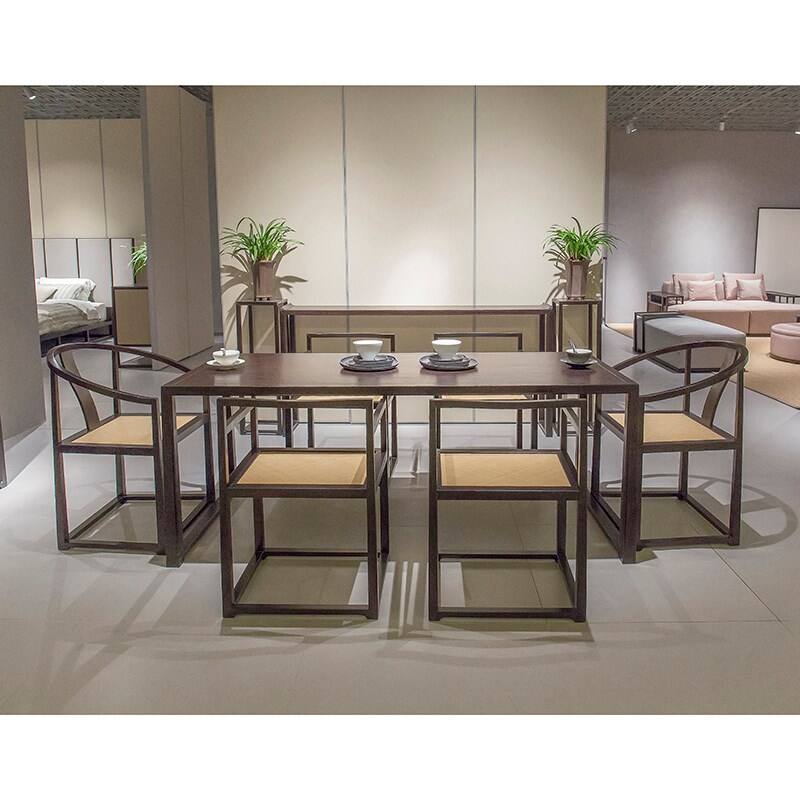 曲美万物 新中式 大理石餐桌