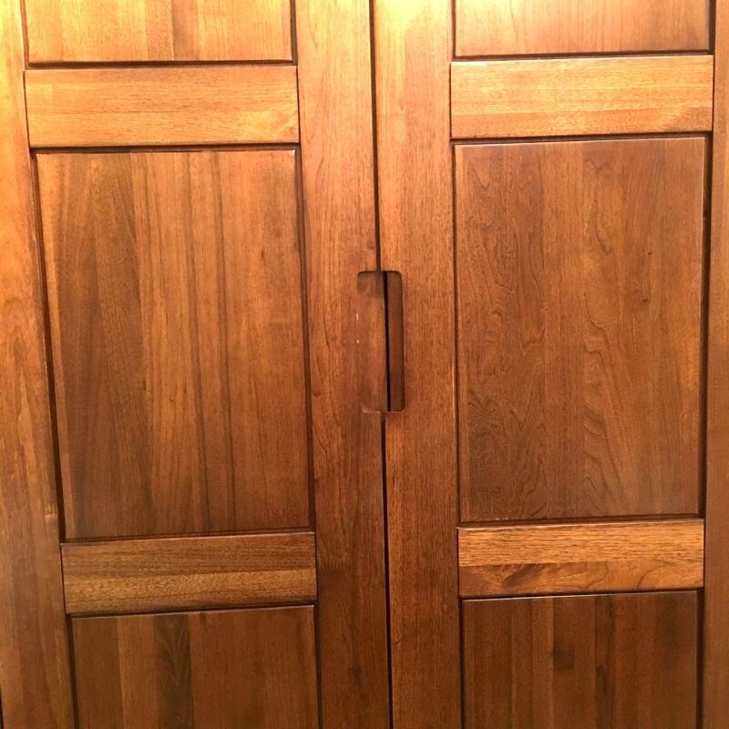 柏森实木四门衣柜胡桃木衣柜现代简约实木衣柜送终身售后终身维护