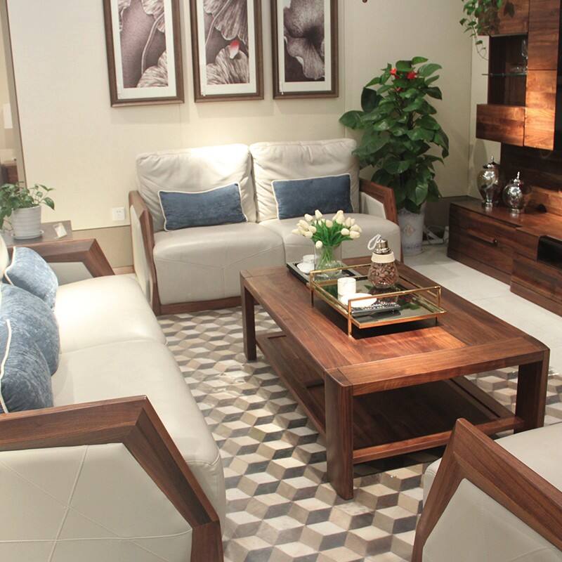 南洋胡氏维蓝国际纯实木黑胡桃8301沙发1 2 3