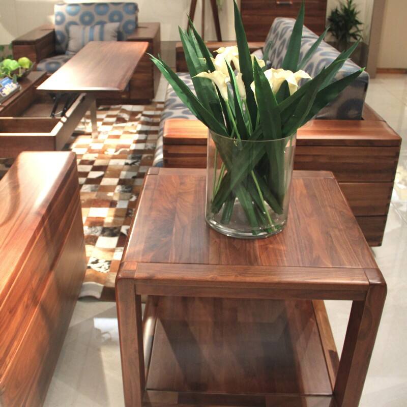 南洋胡氏维蓝国际纯实木黑胡桃8501方茶几