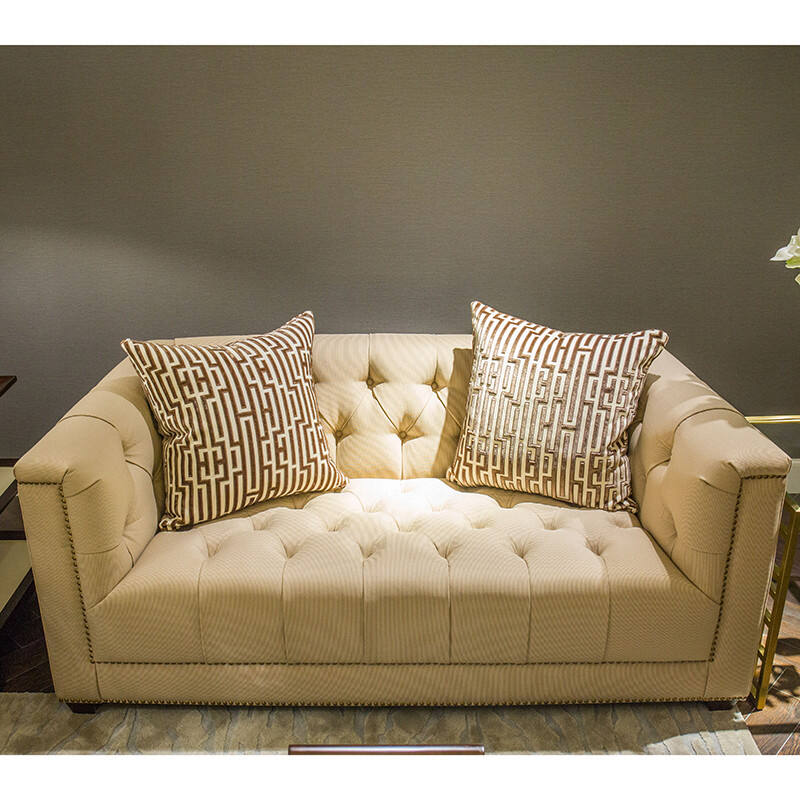 博领美式布艺二位沙发