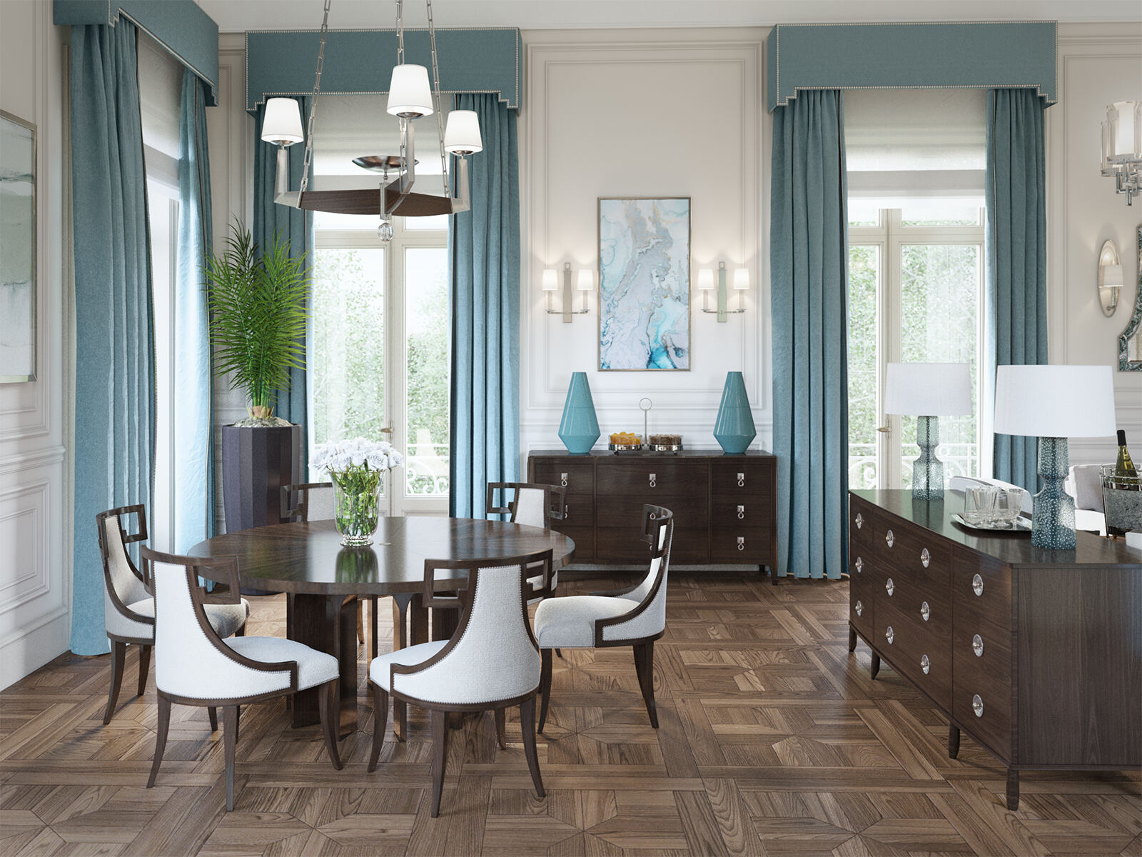 经典美式tiffany蓝大house,美式古典客厅